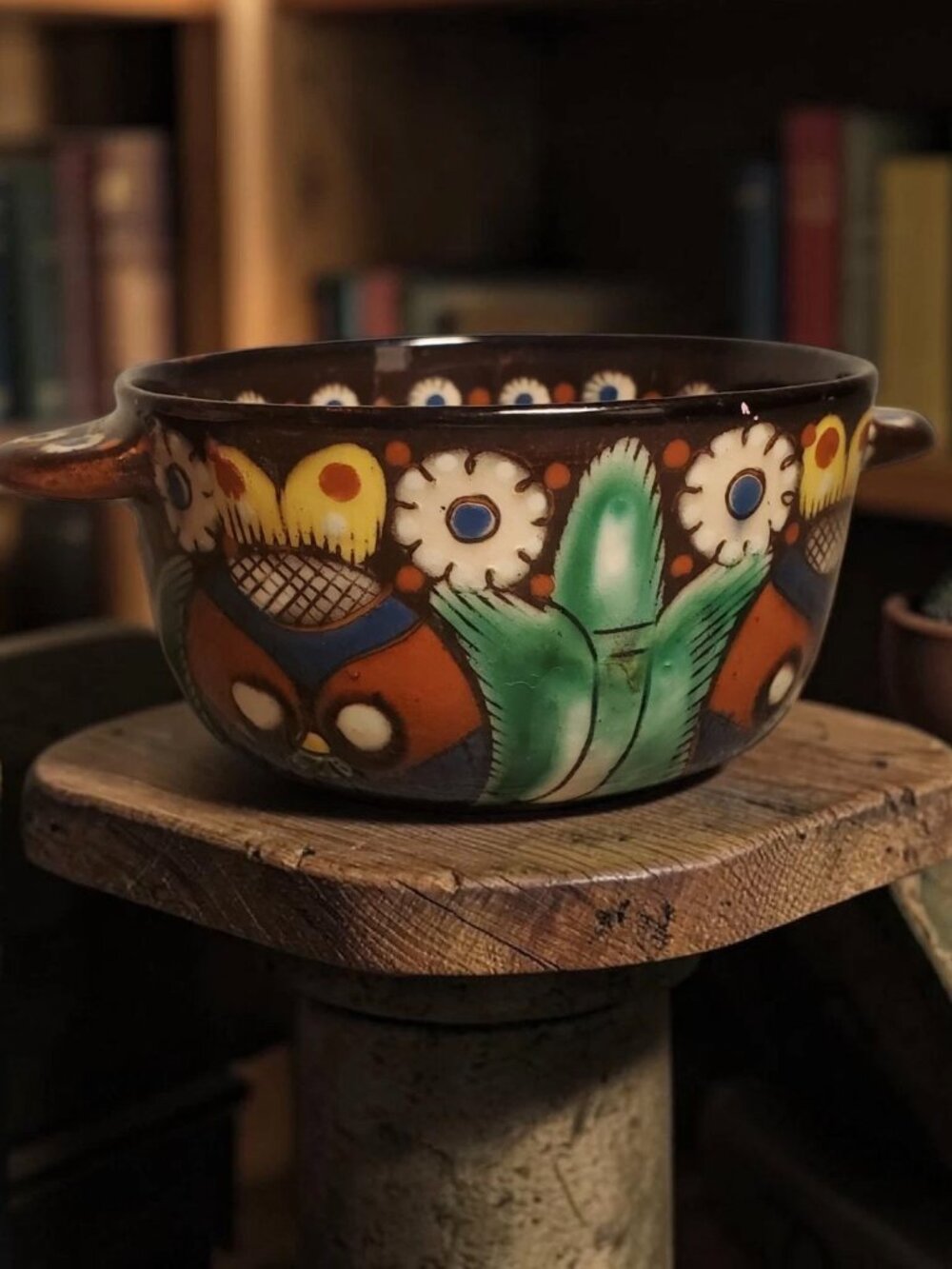 SWISS THOUNE Piccola Majolica Chrutmuster Owl Vase SWITZERLAND 1920 ANTIQUE 4.5"